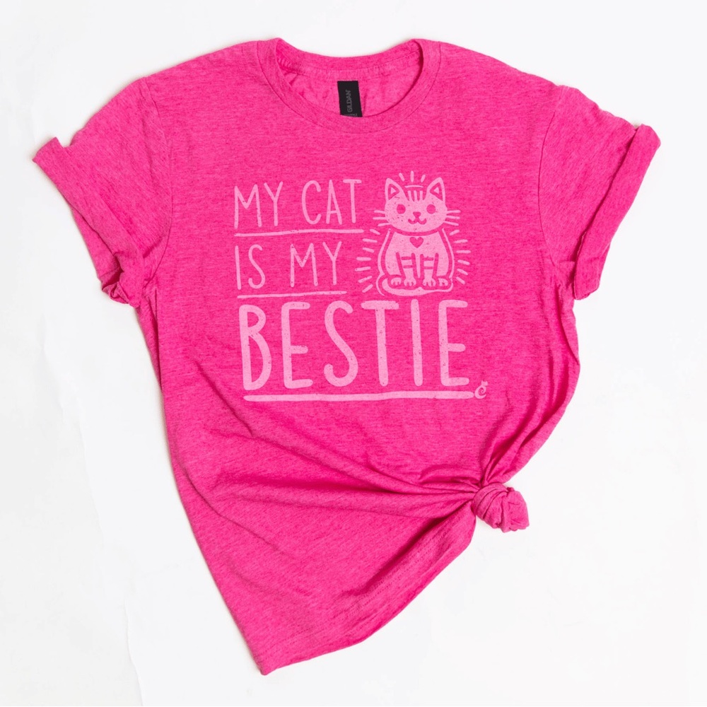 Cat Lady Pink “My Cat Is My Bestie” Tshirt Size Small NEVER WORN OR WASHED